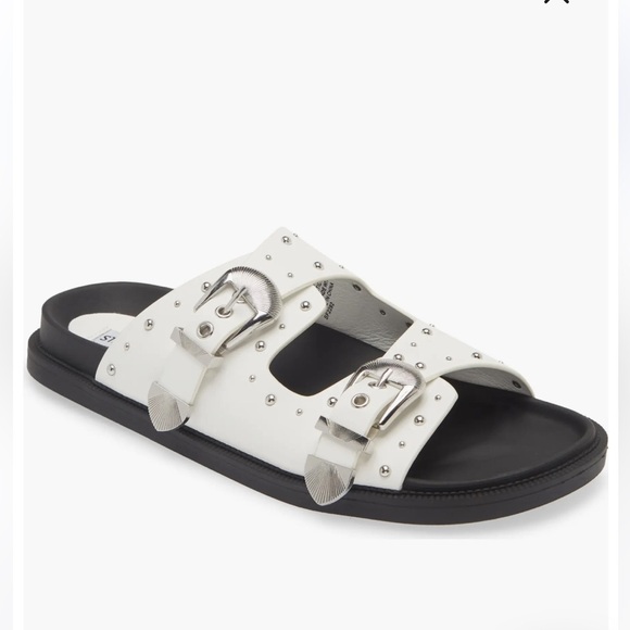 Steve Madden Connely Buckle Slide Sandal White Womens Sz 7.5 - Picture 1 of 11